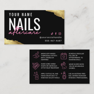 Modern Pink Nails Aftercare Card