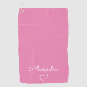 Modern Pink Name Custom Cute Golf Towel