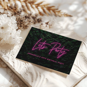 Modern pink neon foliage lets party contemporary  invitation