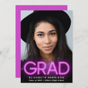 Modern Pink Neon Graduation Announcement