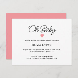 Modern Pink Oh Baby Shower Invitation
