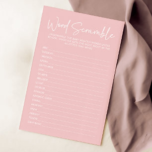 Modern Pink Oh Baby Simple Word Scramble Game