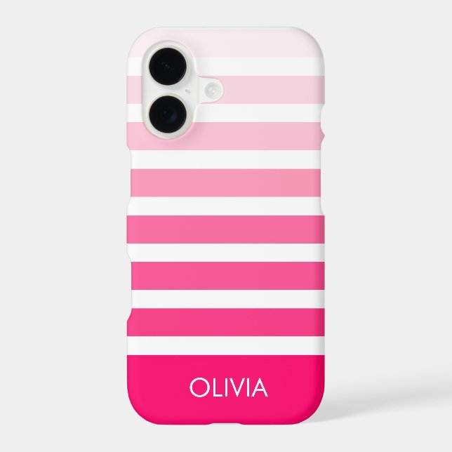 Modern Pink Ombre Striped Personalised Name (Back)