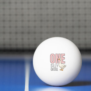 Modern Pink One Silly Goose First Birthday Ping Pong Ball
