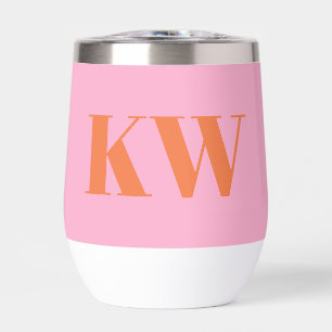 Modern Pink Orange Monogram Initials Personalised