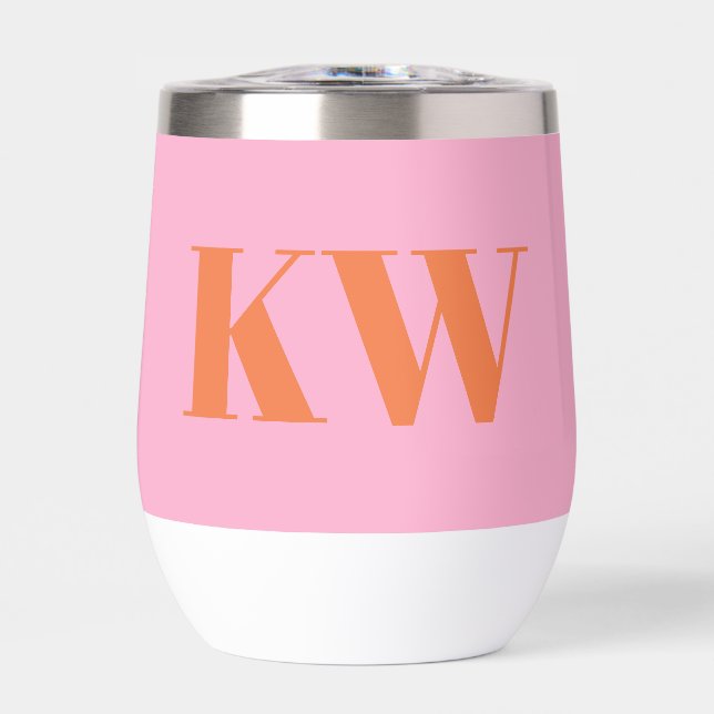 Modern Pink Orange Monogram Initials Personalised (Front)