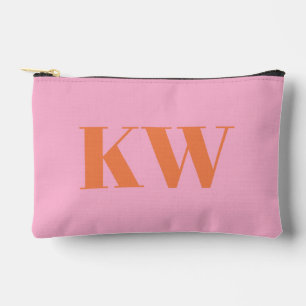 Modern Pink Orange Monogram Initials Personalised Accessory Pouch