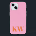 Modern Pink Orange Monogram Initials Personalised iPhone 15 Case<br><div class="desc">Modern Pink Orange Monogram Initials Personalised iPhone 15 Case</div>