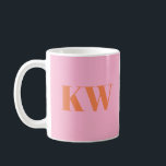 Modern Pink Orange Monogram Initials Personalised Coffee Mug<br><div class="desc">Modern Pink Orange Monogram Initials Personalised Coffee Mug</div>