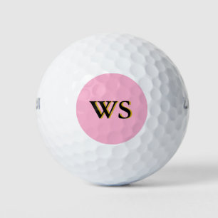 Modern Pink Orange Monogram Initials Personalised  Golf Balls
