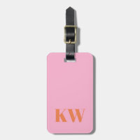 Modern Pink Orange Monogram Initials Personalised
