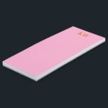 Modern Pink Orange Monogram Initials Personalised Magnetic Notepad<br><div class="desc">Stay stylishly organised with this Modern Pink Orange Monogram Initials Personalised Note Pad. The vibrant pink and orange hues,  paired with your unique initials,  create a chic,  custom touch that brightens up any desk. Perfect for jotting down ideas,  to-dos,  or heartfelt notes with flair.</div>