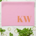 Modern Pink Orange Monogram Initials Personalised Tea Towel<br><div class="desc">Modern Pink Orange Monogram Initials Personalised kitchen towel</div>