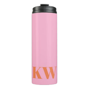 Modern Pink Orange Monogram Initials Personalised Thermal Tumbler