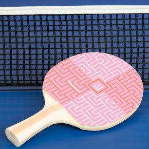 Modern Pink Orange Pattern Monogram  Ping Pong Paddle
