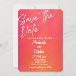Modern Pink & Orange Sunset Wedding Invitation