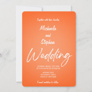 Modern Pink & Orange Sunset Wedding Invitation
