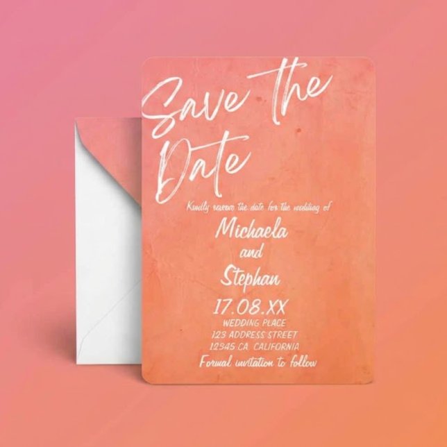 Modern Pink & Orange Sunset Wedding Invitation (Creator Uploaded)