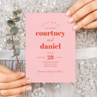 Modern Pink Orange Trendy Mix Match Wedding