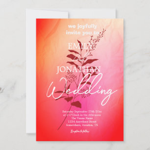 Modern pink orange watercolor typography invitation