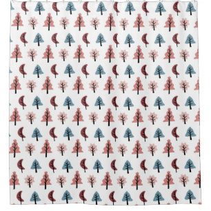 Modern Pink Pastel Cookie Cutter Tree Pattern Shower Curtain