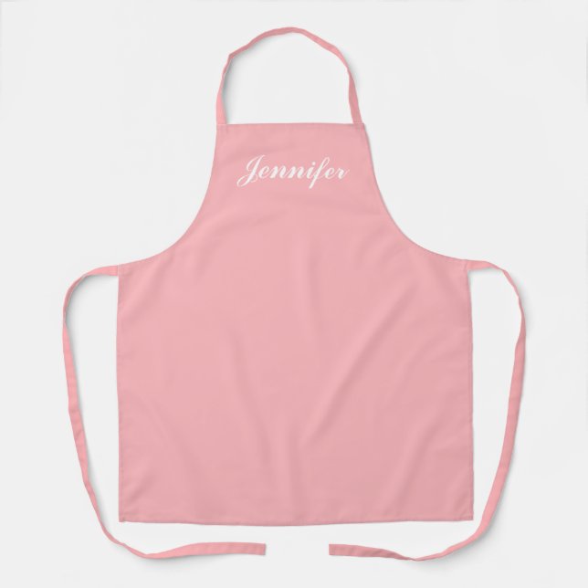 Modern Pink Pastel Script Monogram Womens Kitchen Apron (Front)