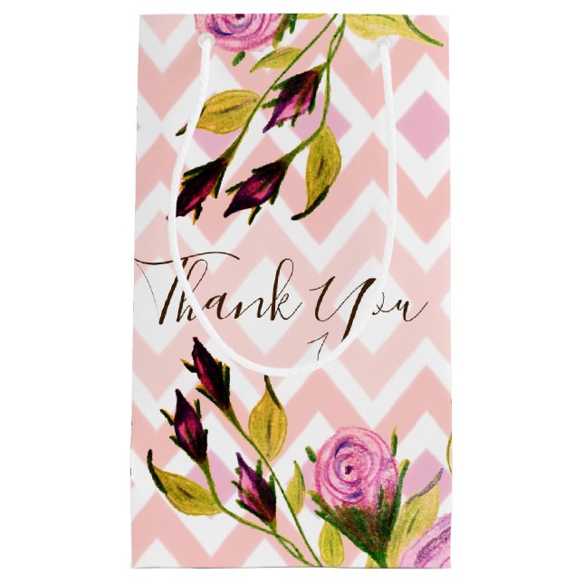 Modern Pink Patterned  Small Gift Bag (Front)