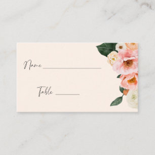 Modern Pink Peach Floral Bridal Shower Place Card