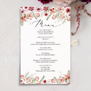 Modern Pink Peach Floral Wedding Menus