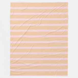Modern Pink Peach Taffy Striped Fleece Blanket