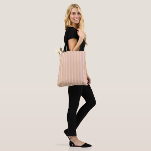 Modern Pink Peach Taffy Striped Tote Bag
