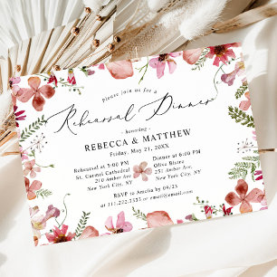 Modern Pink Peach Wedding Rehearsal Dinner  Invitation