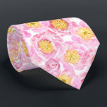 Modern Pink Peony Floral Pattern Tie<br><div class="desc">Perfect choice for weddings and spring time this necktie features pink peonies on a white background. Wear as a classic neck tie for men or as a belt for women. Designed by world renowned artist ©Tim Coffey.</div>