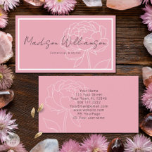 Modern Pink Peony Floral Spa Stylist Therapist