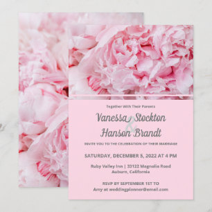 Modern Pink Peony Wedding Invitation