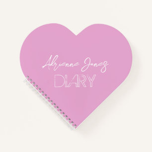 Modern Pink Personalised Heart Shaped Notebook