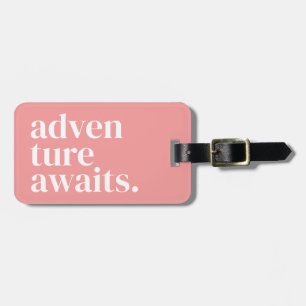 Modern Pink Personalised Luggage Tag