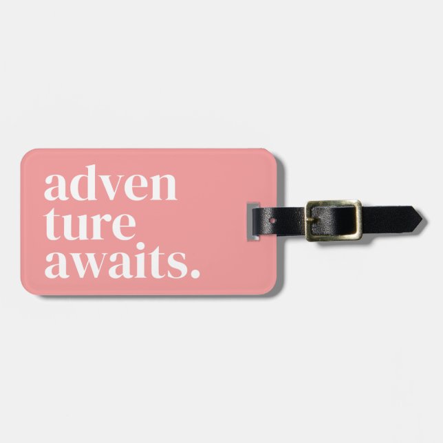 Modern Pink Personalised Luggage Tag (Front Horizontal)