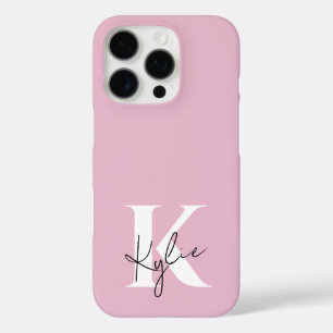 Modern Pink Personalised Monogram Name -  iPhone 16 Pro Case