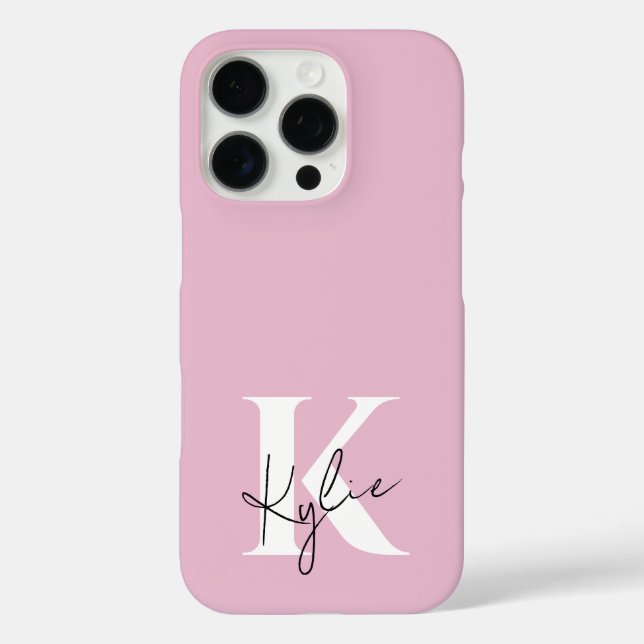 Modern Pink Personalised Monogram Name -  Case-Mate iPhone Case (Back)