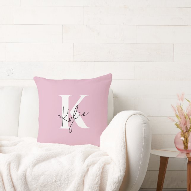 Modern Pink Personalised Monogram Name -  Cushion (Couch)