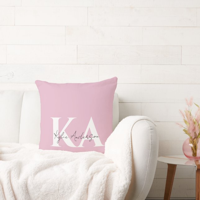 Modern Pink Personalised Monogram Name -  Cushion (Couch)
