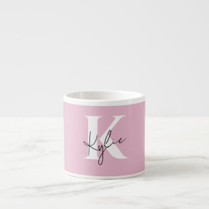 Modern Pink Personalised Monogram Name - Espresso Cup