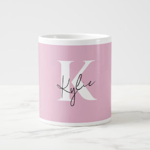 Modern Pink Personalised Monogram Name -  Large Coffee Mug