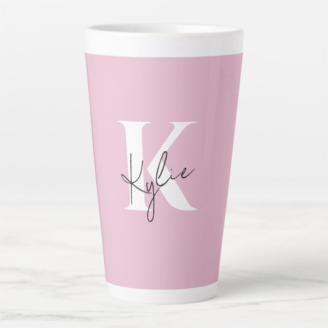 Modern Pink Personalised Monogram Name -  Latte Mug (Front)