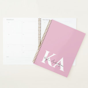 Modern Pink Personalised Monogram Name -  Planner