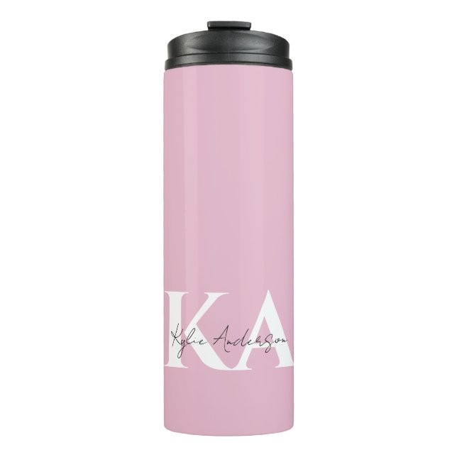Modern Pink Personalised Monogram Name -  Thermal Tumbler (Front)