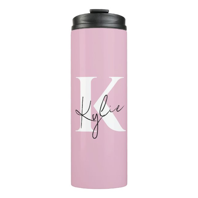 Modern Pink Personalised Monogram Name -  Thermal Tumbler (Front)