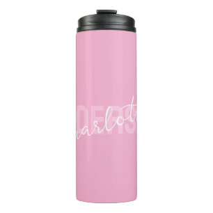 Modern Pink Personalised Name Monogram Thermal Tumbler