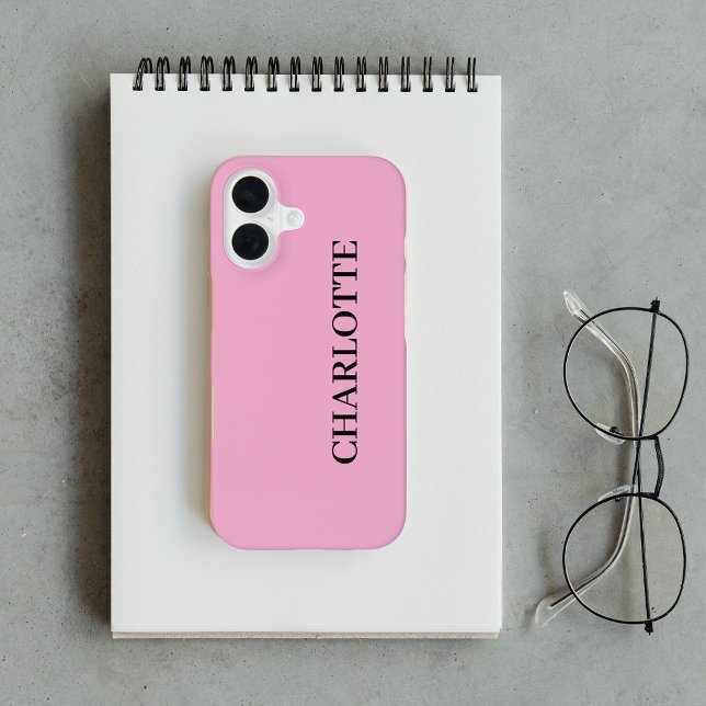 Modern Pink Personalised Script Name iPhone 16 Case (Creator Uploaded)